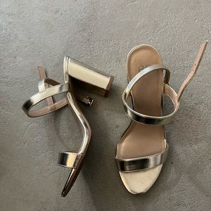 Gold heeled sandals, size 6.5, excellent condition!